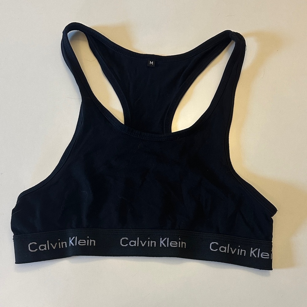 Calvin Klein Black Unlined Racerback Sport Bra